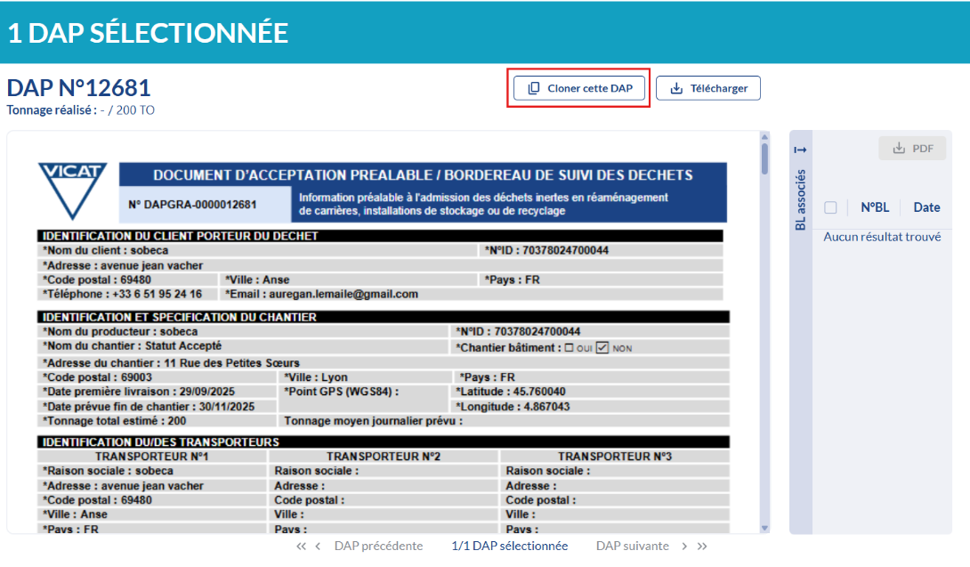 Bouton clonage DAP